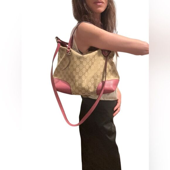 Gucci Beige and Burgundy Bree tote Bag - Picture 1 of 16